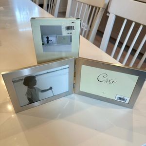 Carr double frame in brushed silver, holds 2 photos measuring 4x6, never used